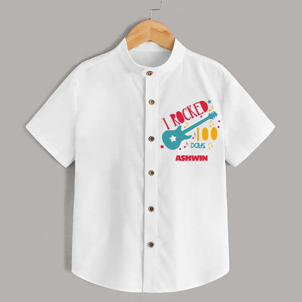I Rocked 100 Days Shirt | Custom Baby Shirt for 100 Days Celebration - WHITE - 0 - 6 Months Old (Chest 23")