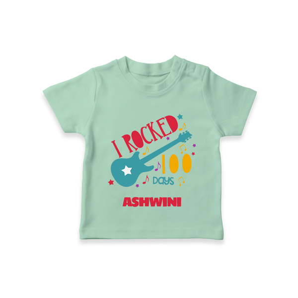 I Rocked 100 Days T-Shirt | Custom Baby T-Shirt for 100 Days Celebration - MINT GREEN - 0-5 Months Old (Chest 17")