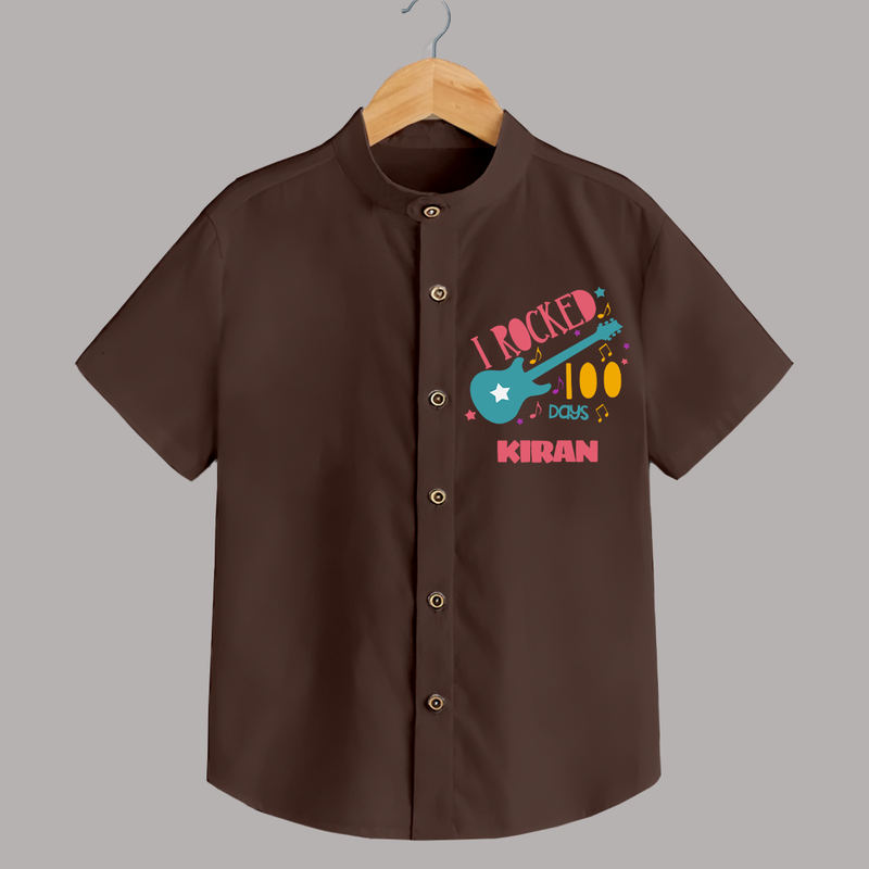 I Rocked 100 Days Shirt | Custom Baby Shirt for 100 Days Celebration - CHOCOLATE BROWN - 0 - 6 Months Old (Chest 23")