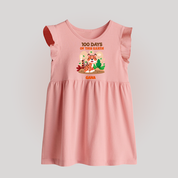 100 Days on This Earth Baby Frock | Personalized Baby Frock for 100 Days - BABY PINK - 0 - 3 Months Old (Chest 17")