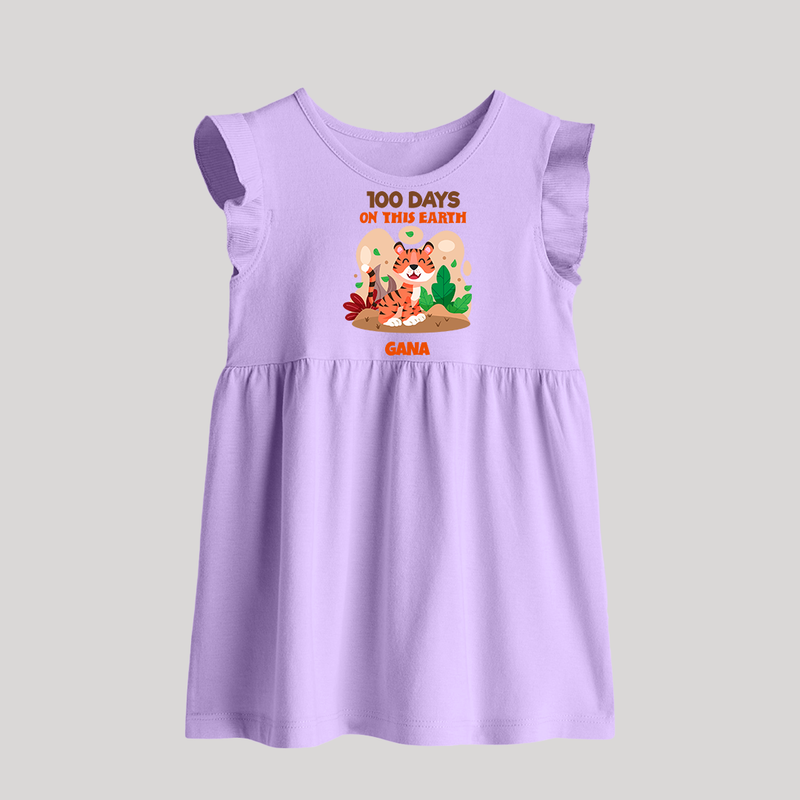 100 Days on This Earth Baby Frock | Personalized Baby Frock for 100 Days - LILAC - 0 - 3 Months Old (Chest 17")