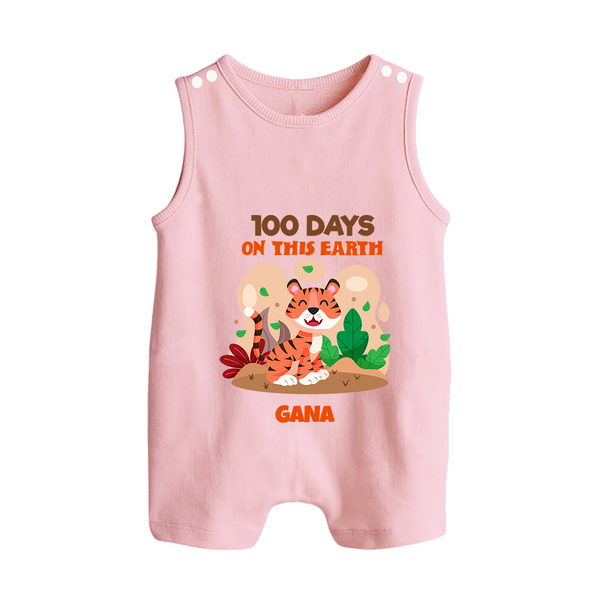100 Days on This Earth Romper Suit | Personalized Baby Romper Suit for 100 Days - BABY PINK - 0 - 5 Months Old (Chest 18")