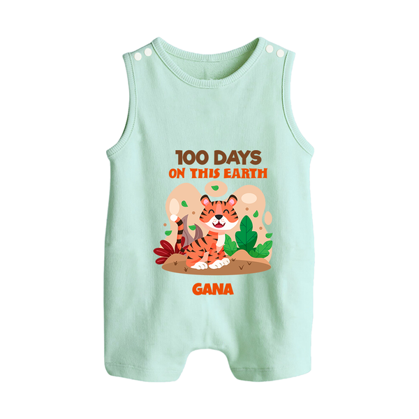 100 Days on This Earth Romper Suit | Personalized Baby Romper Suit for 100 Days - MINT GREEN - 0 - 5 Months Old (Chest 18")