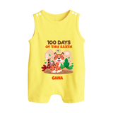 100 Days on This Earth Romper Suit | Personalized Baby Romper Suit for 100 Days - PASTEL YELLOW - 0 - 5 Months Old (Chest 18")