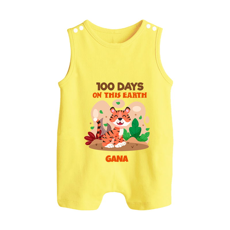 100 Days on This Earth Romper Suit | Personalized Baby Romper Suit for 100 Days - PASTEL YELLOW - 0 - 5 Months Old (Chest 18")