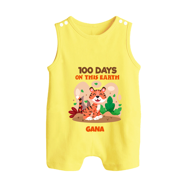 100 Days on This Earth Romper Suit | Personalized Baby Romper Suit for 100 Days - PASTEL YELLOW - 0 - 5 Months Old (Chest 18")
