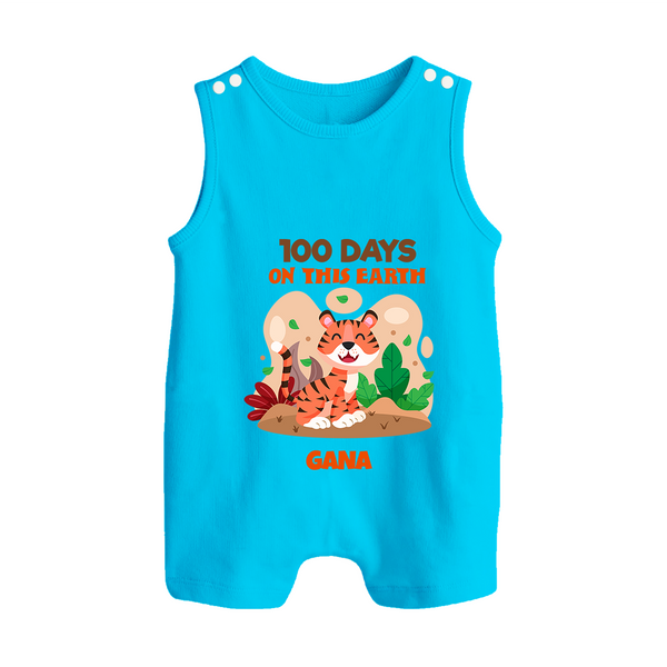 100 Days on This Earth Romper Suit | Personalized Baby Romper Suit for 100 Days - SKY BLUE - 0 - 5 Months Old (Chest 18")