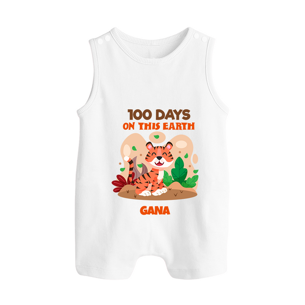 100 Days on This Earth Romper Suit | Personalized Baby Romper Suit for 100 Days - WHITE - 0 - 5 Months Old (Chest 18")