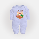 100 Days on This Earth Sleep Suit | Personalized Baby Sleep Suit for 100 Days - BABY BLUE - New Born (Chest 7.5")