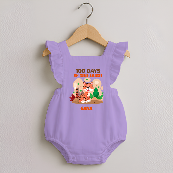 100 Days on This Earth Romper Frock | Personalized Baby Romper Frock for 100 Days - LILAC - 0 - 3 Months Old (Chest 19")