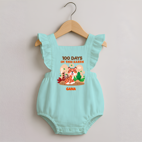 100 Days on This Earth Romper Frock | Personalized Baby Romper Frock for 100 Days - MINT GREEN - 0 - 3 Months Old (Chest 19")
