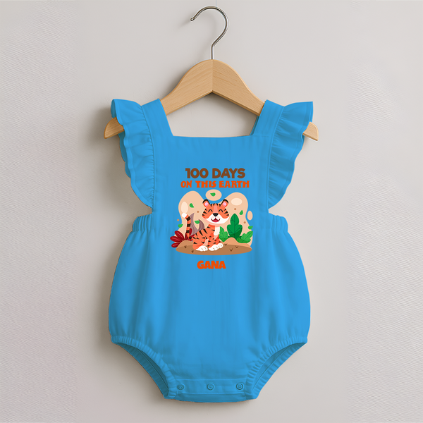 100 Days on This Earth Romper Frock | Personalized Baby Romper Frock for 100 Days - SKY BLUE - 0 - 3 Months Old (Chest 19")