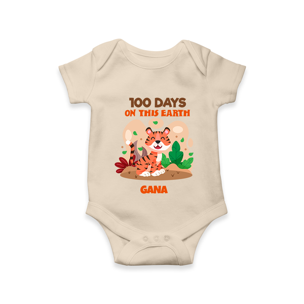 100 Days on This Earth Romper | Personalized Baby Romper for 100 Days - IVORY - New Born (Chest 14")