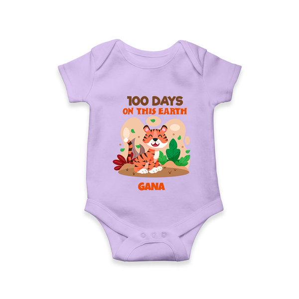 100 Days on This Earth Romper | Personalized Baby Romper for 100 Days - LILAC - New Born (Chest 14")
