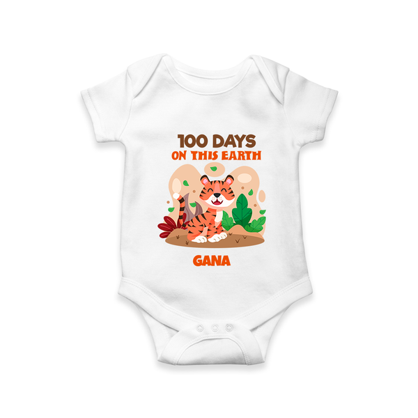 100 Days on This Earth Romper | Personalized Baby Romper for 100 Days - WHITE - New Born (Chest 14")