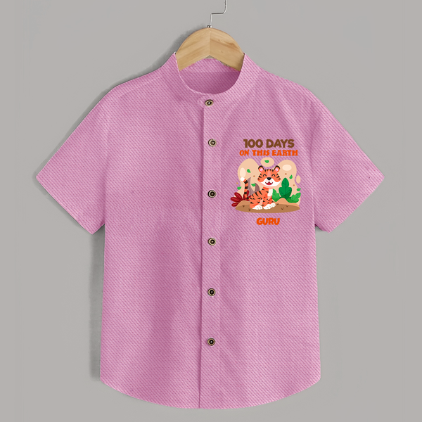 100 Days on This Earth Shirt | Personalized Baby Shirt for 100 Days - BABY PINK - 0 - 6 Months Old (Chest 23")