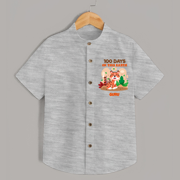 100 Days on This Earth Shirt | Personalized Baby Shirt for 100 Days - GREY - 0 - 6 Months Old (Chest 23")