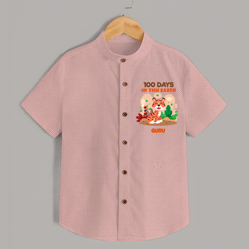 100 Days on This Earth Shirt | Personalized Baby Shirt for 100 Days - PEACH - 0 - 6 Months Old (Chest 23")