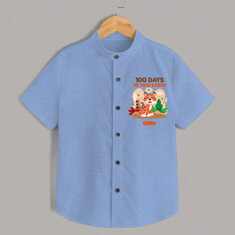100 Days on This Earth Shirt | Personalized Baby Shirt for 100 Days - SKY BLUE - 0 - 6 Months Old (Chest 23")