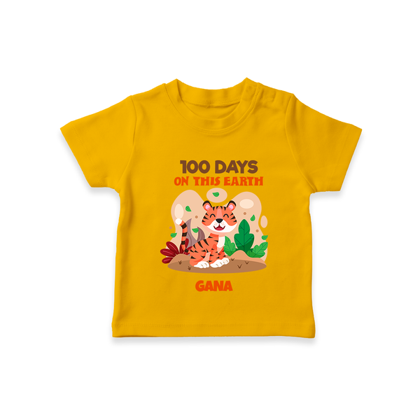 100 Days on This Earth T-Shirt | Personalized Baby T-Shirt for 100 Days - CHROME YELLOW - 0-5 Months Old (Chest 17")