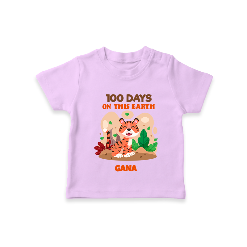 100 Days on This Earth T-Shirt | Personalized Baby T-Shirt for 100 Days - LILAC - 0-5 Months Old (Chest 17")