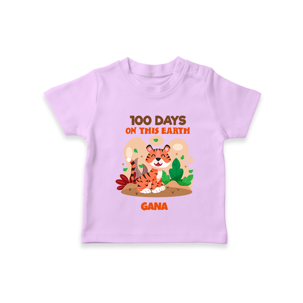 100 Days on This Earth T-Shirt | Personalized Baby T-Shirt for 100 Days - LILAC - 0-5 Months Old (Chest 17")