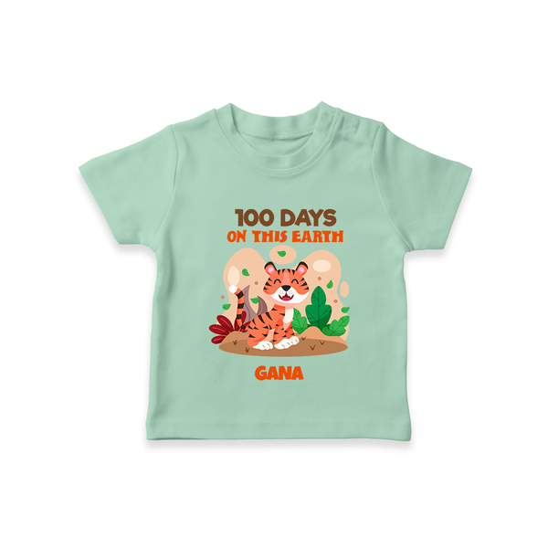 100 Days on This Earth T-Shirt | Personalized Baby T-Shirt for 100 Days - MINT GREEN - 0-5 Months Old (Chest 17")
