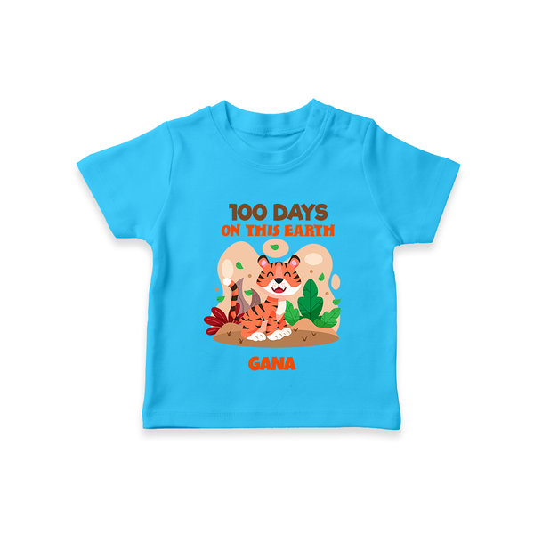 100 Days on This Earth T-Shirt | Personalized Baby T-Shirt for 100 Days - SKY BLUE - 0-5 Months Old (Chest 17")