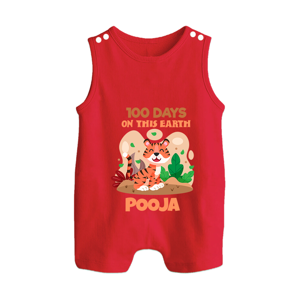 100 Days on This Earth Romper Suit | Personalized Baby Romper Suit for 100 Days - RED - 0 - 5 Months Old (Chest 18")