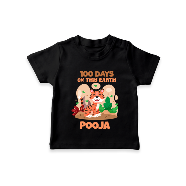 100 Days on This Earth T-Shirt | Personalized Baby T-Shirt for 100 Days - BLACK - 0-5 Months Old (Chest 17")