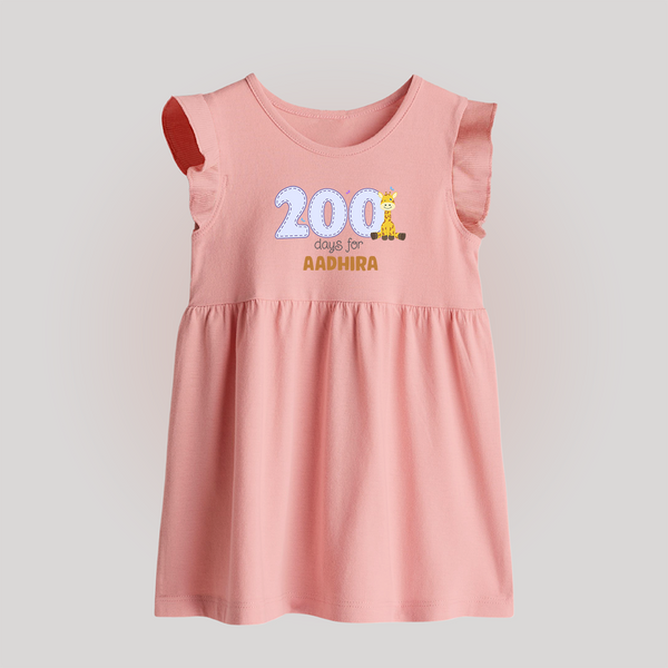 200 Days Old Baby Frock | Personalized Baby Frock for 200 Days Milestone - BABY PINK - 0 - 3 Months Old (Chest 17")