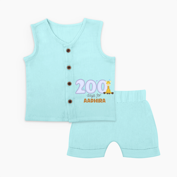 200 Days Old Jabla Set | Personalized Baby Jabla Set for 200 Days Milestone - BABY BLUE - 0 - 3 Months Old (Chest 9.8")