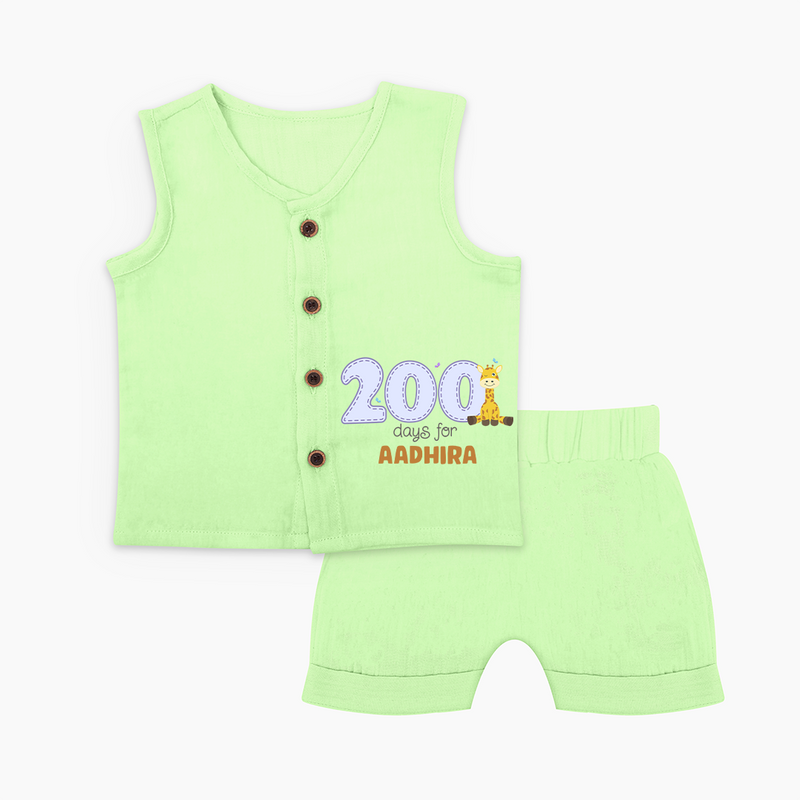 200 Days Old Jabla Set | Personalized Baby Jabla Set for 200 Days Milestone - PASTEL GREEN - 0 - 3 Months Old (Chest 9.8")
