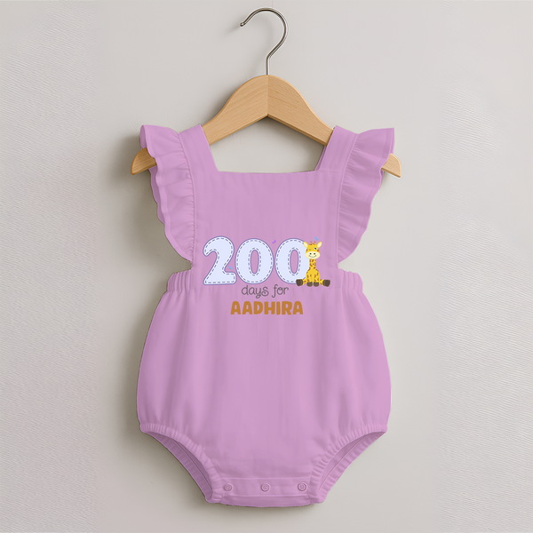 200 Days Old Romper Frock | Personalized Baby Romper Frock for 200 Days Milestone - BABY PINK - 0 - 3 Months Old (Chest 19")