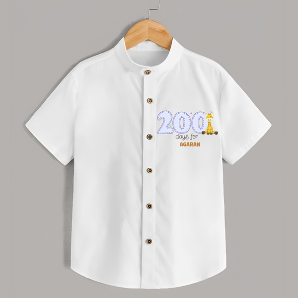 200 Days Old Shirt | Personalized Baby Shirt for 200 Days Milestone - WHITE - 0 - 6 Months Old (Chest 23")