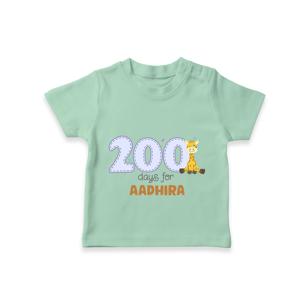 200 Days Old T-Shirt | Personalized Baby T-Shirt for 200 Days Milestone - MINT GREEN - 0-5 Months Old (Chest 17")