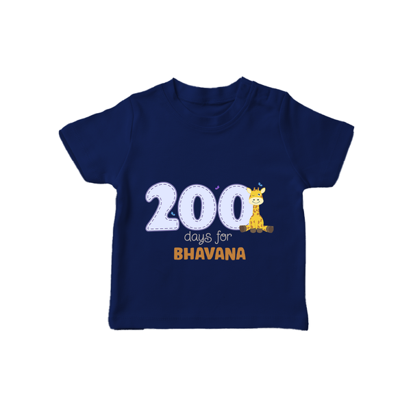 200 Days Old T-Shirt | Personalized Baby T-Shirt for 200 Days Milestone - NAVY BLUE - 0-5 Months Old (Chest 17")
