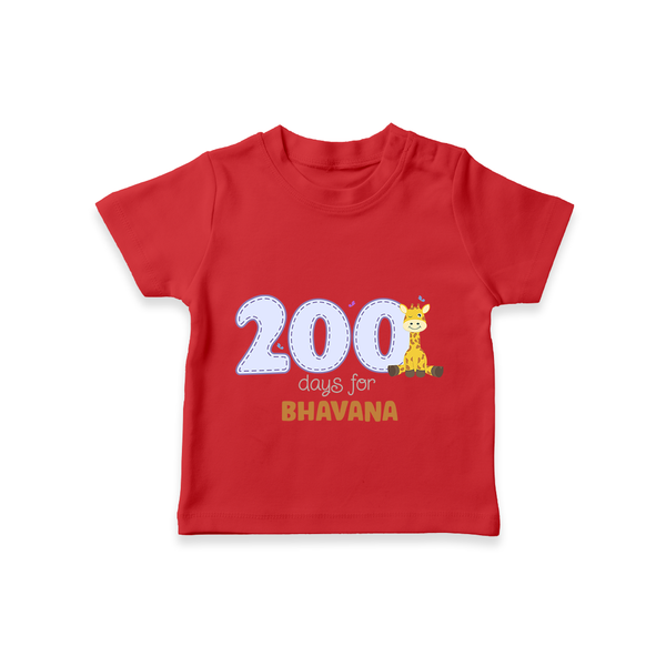 200 Days Old T-Shirt | Personalized Baby T-Shirt for 200 Days Milestone - RED - 0-5 Months Old (Chest 17")