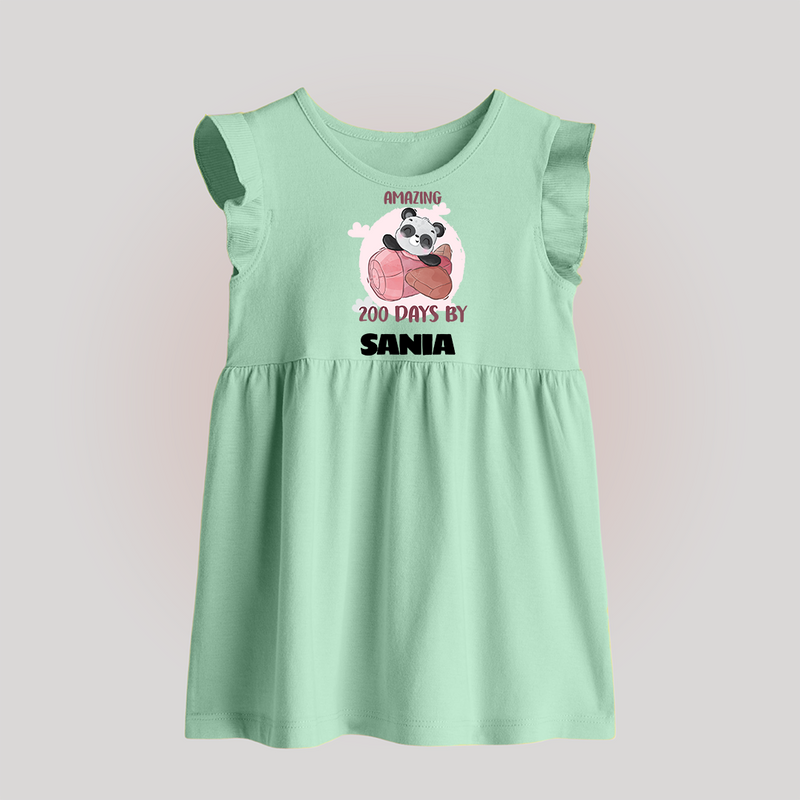 Amazing 200 Days Baby Frock | Custom Baby Frock for 200 Days Celebration - MINT GREEN - 0 - 3 Months Old (Chest 17")