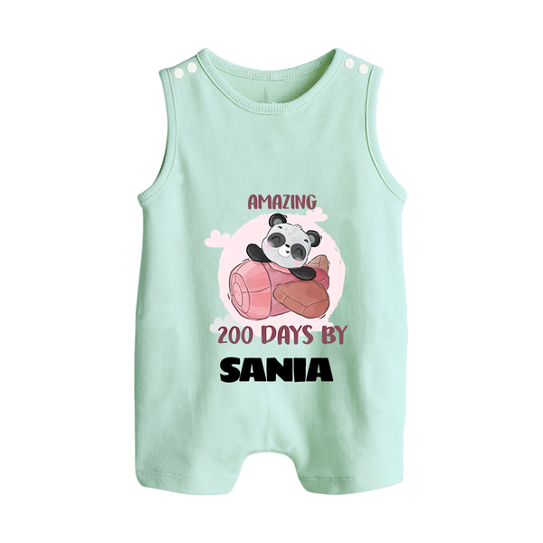 Amazing 200 Days Romper Suit | Custom Baby Romper Suit for 200 Days Celebration - MINT GREEN - 0 - 5 Months Old (Chest 18")
