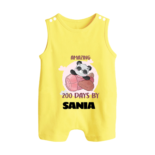Amazing 200 Days Romper Suit | Custom Baby Romper Suit for 200 Days Celebration - PASTEL YELLOW - 0 - 5 Months Old (Chest 18")