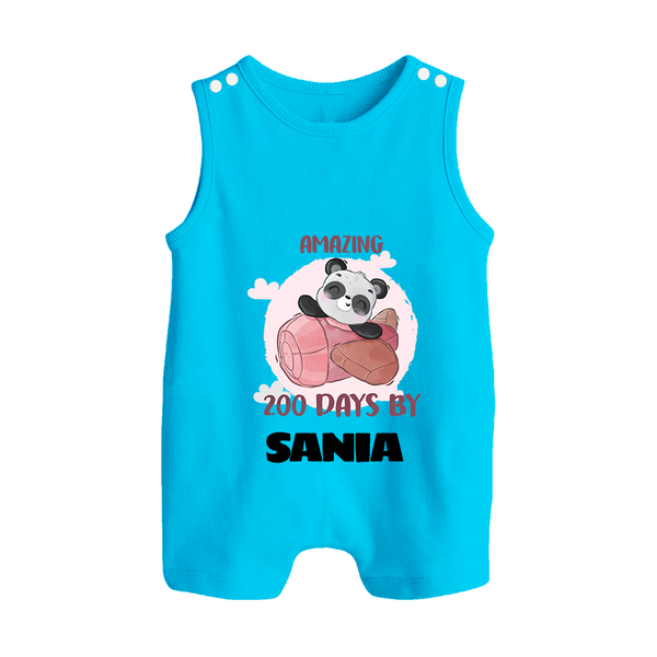 Amazing 200 Days Romper Suit | Custom Baby Romper Suit for 200 Days Celebration - SKY BLUE - 0 - 5 Months Old (Chest 18")