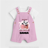 Amazing 200 Days Dungaree Set | Custom Baby Dungaree Set for 200 Days Celebration - BABY PINK - 0 - 5 Months Old (Chest 18")