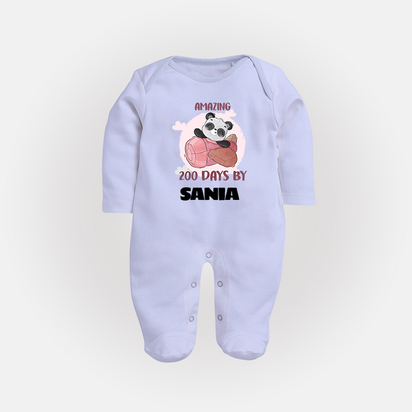 Amazing 200 Days Sleep Suit | Custom Baby Sleep Suit for 200 Days Celebration - BABY BLUE - New Born (Chest 7.5")
