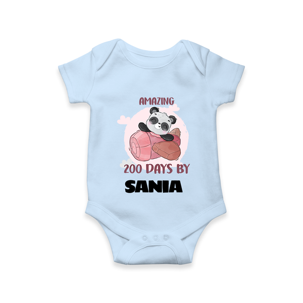 Amazing 200 Days Romper | Custom Baby Romper for 200 Days Celebration - BABY BLUE - New Born (Chest 14")