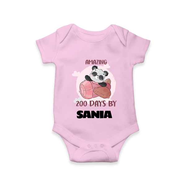 Amazing 200 Days Romper | Custom Baby Romper for 200 Days Celebration - BABY PINK - New Born (Chest 14")