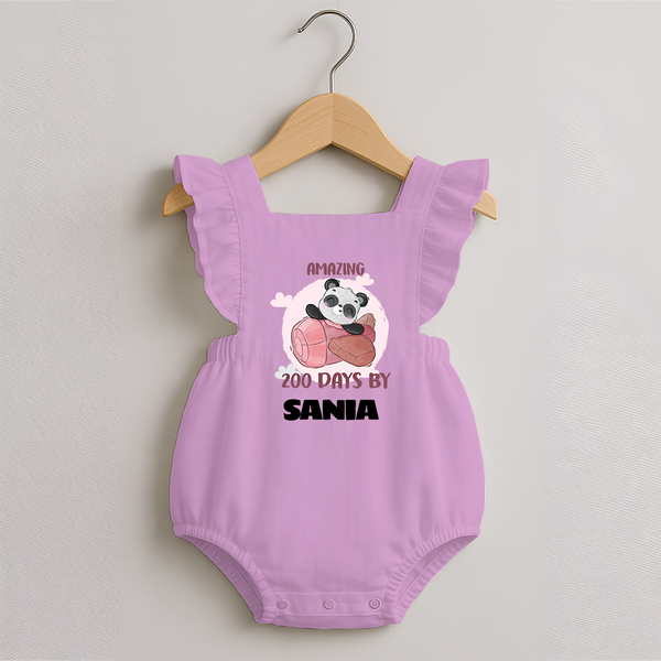 Amazing 200 Days Romper Frock | Custom Baby Romper Frock for 200 Days Celebration - BABY PINK - 0 - 3 Months Old (Chest 19")