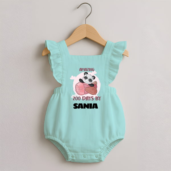 Amazing 200 Days Romper Frock | Custom Baby Romper Frock for 200 Days Celebration - MINT GREEN - 0 - 3 Months Old (Chest 19")