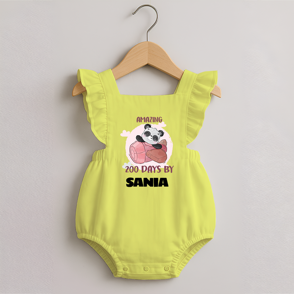 Amazing 200 Days Romper Frock | Custom Baby Romper Frock for 200 Days Celebration - PASTEL YELLOW - 0 - 3 Months Old (Chest 19")