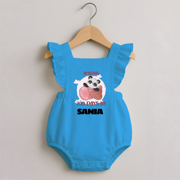 Amazing 200 Days Romper Frock | Custom Baby Romper Frock for 200 Days Celebration - SKY BLUE - 0 - 3 Months Old (Chest 19")